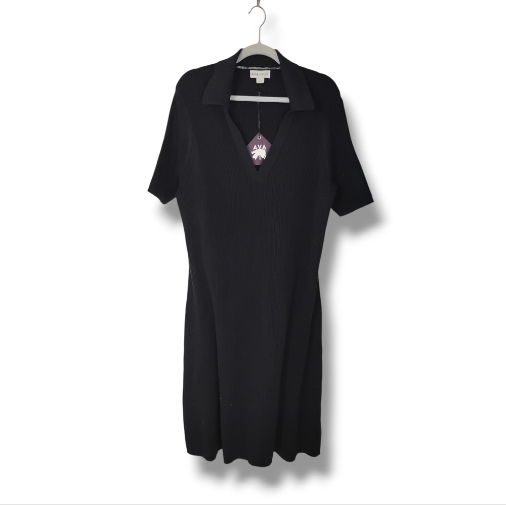 NWT Ava & Viv Black Short Sleeve Knit Dress Size 2X - Picture 2 of 7